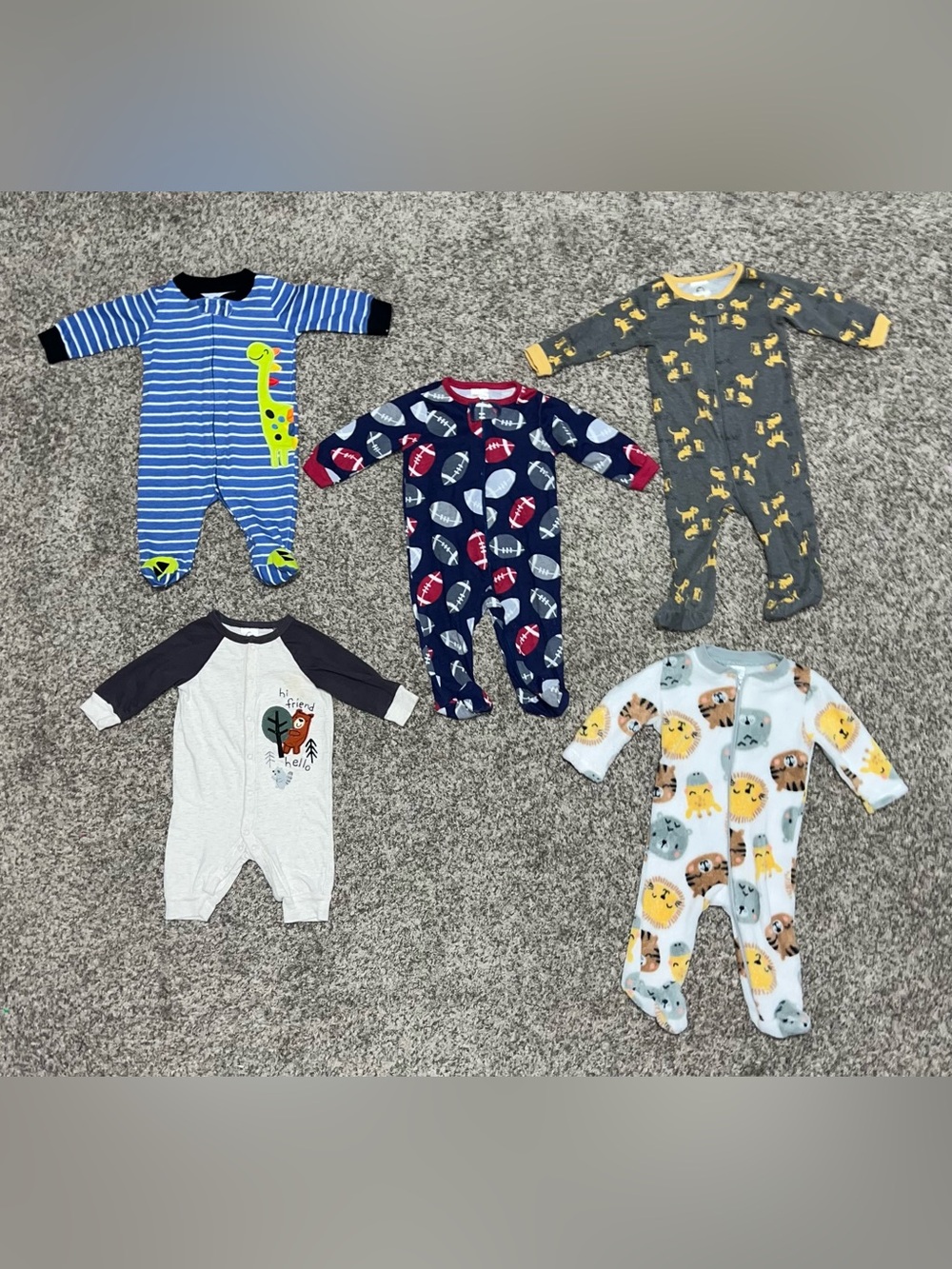 5 FOR 1: Gerber Baby Long sleeve Bodysuit Onesie! Size 0-3 Months.
